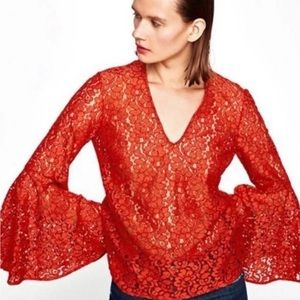 *BRAND NEW WITH TAGS ZARA LACE BELL SLEEVE TOP*